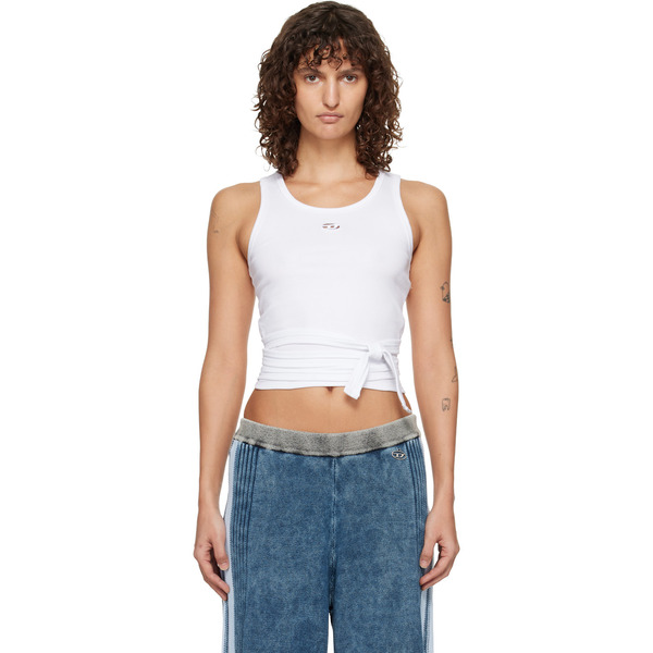  Diesel White Wrap-around Crop Tank Top 