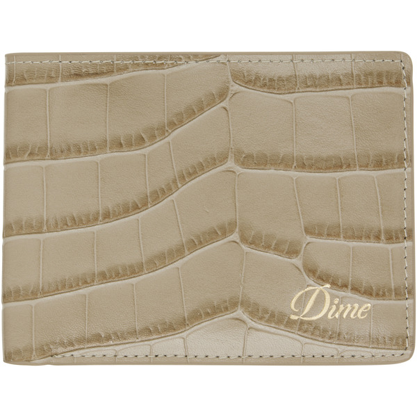  Dime Beige Croc Bifold Wallet 