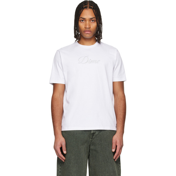  Dime White Cursive T-shirt 