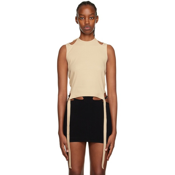  Dion Lee Beige Halter Tie Tank Top 