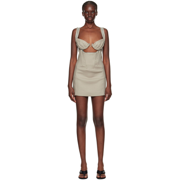  Dion Lee Beige Zip Underwire Minidress 