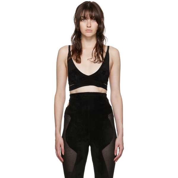  Dion Lee Black Chenille Intarsia Bra 