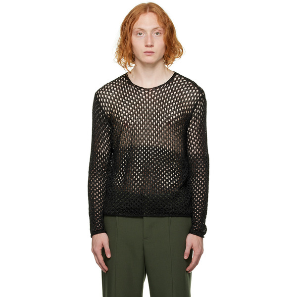  Dion Lee Black Metallic Long Sleeve Sweater 