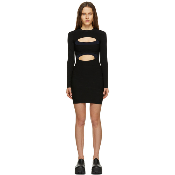  Dion Lee Black & Navy Double Hosiery Mini Dress 