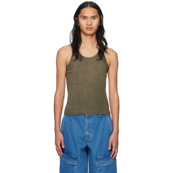  Dion Lee Khaki Sprayed Rivet Tank Top 
