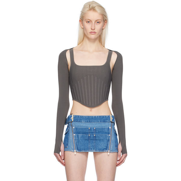  Dion Lee Khaki Ventral Compact Corset Top 
