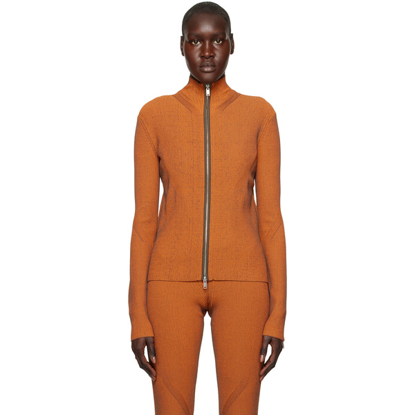  Dion Lee Orange Angled Rib Zip-up Sweater 