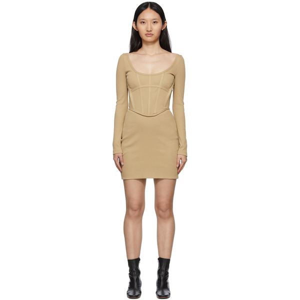  Dion Lee Ssense Exclusive Tan Rib Corset Mini Dress 