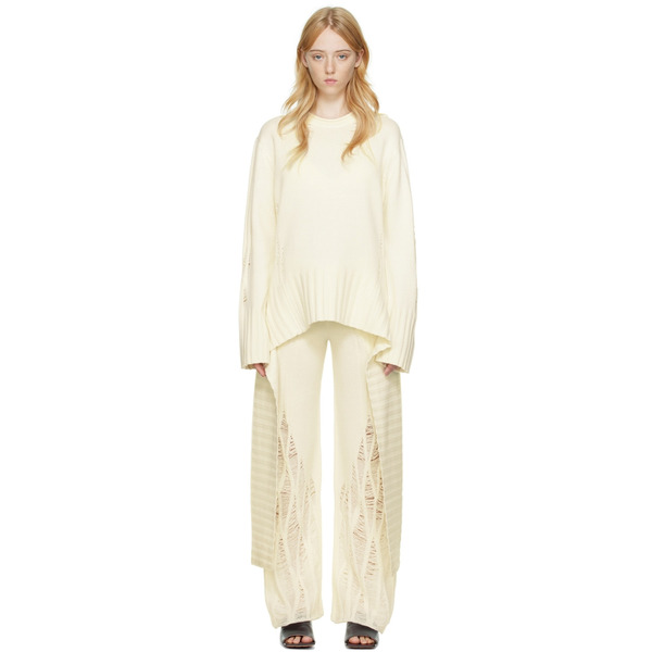  Dion Lee White Distressed Cashmere Sweater 