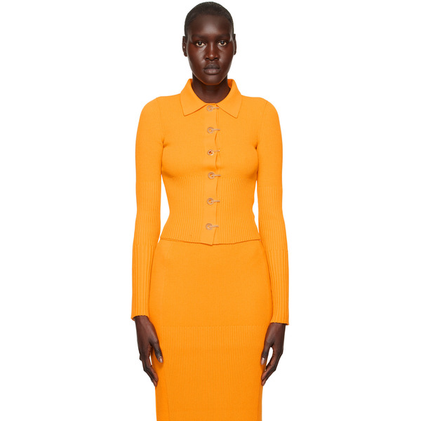  Dion Lee Yellow Gradient Rib Cardigan 