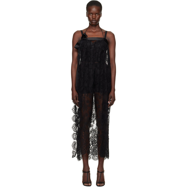  Dolce&gabbana Black Calf-length Chantilly Lace Midi Dress 