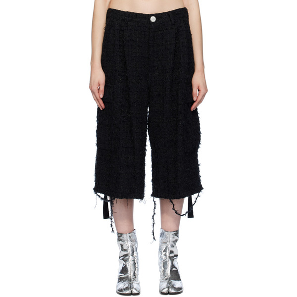  Doublet Black Raw Edge Cargo Shorts 