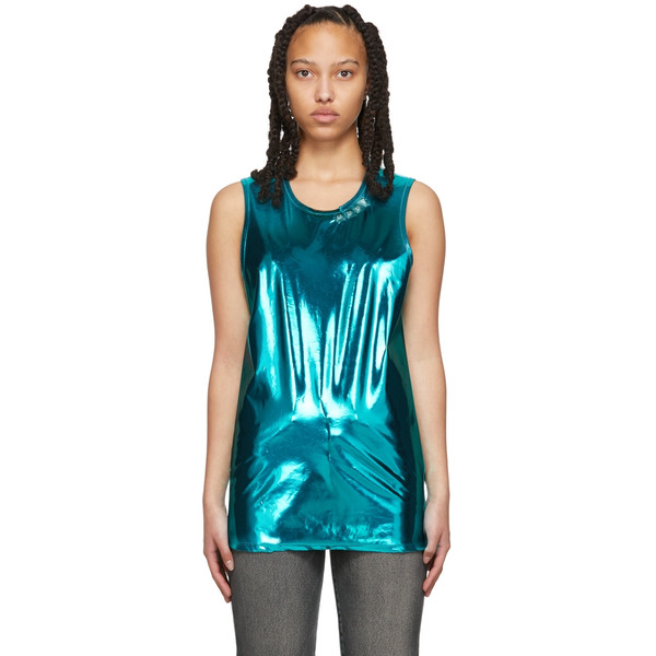  Doublet Blue Stud Embroidered Metallic Tank Top 