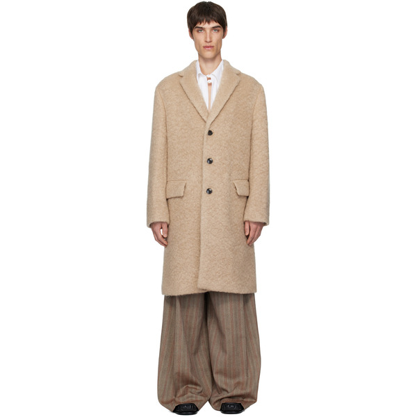  Dries Van Noten Beige Mohair Coat 