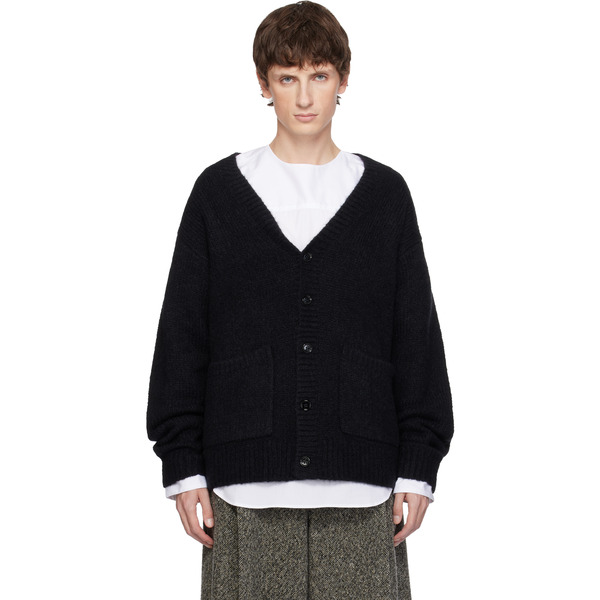  Dries Van Noten Black Alpaca & Merino Wool Cardigan 