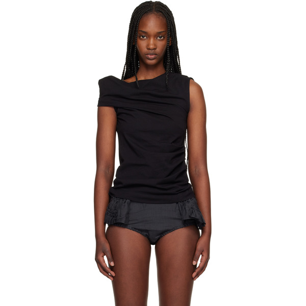  Dries Van Noten Black Draped Tank Top 