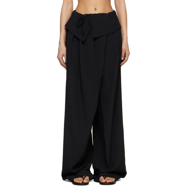  Dries Van Noten Black Draped Trousers 