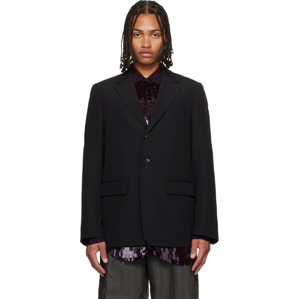  Dries Van Noten Black Notched Lapel Blazer 
