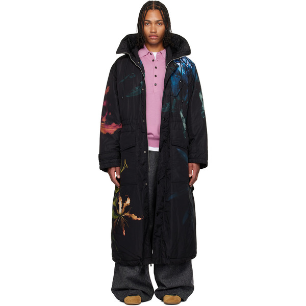  Dries Van Noten Black Printed Nylon Parka 