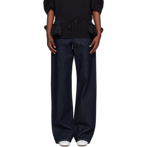  Dries Van Noten Black Ruffled Cotton Waist Belt 
