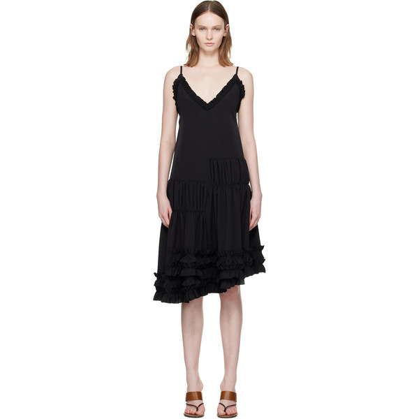  Dries Van Noten Black Ruffled Midi Dress 
