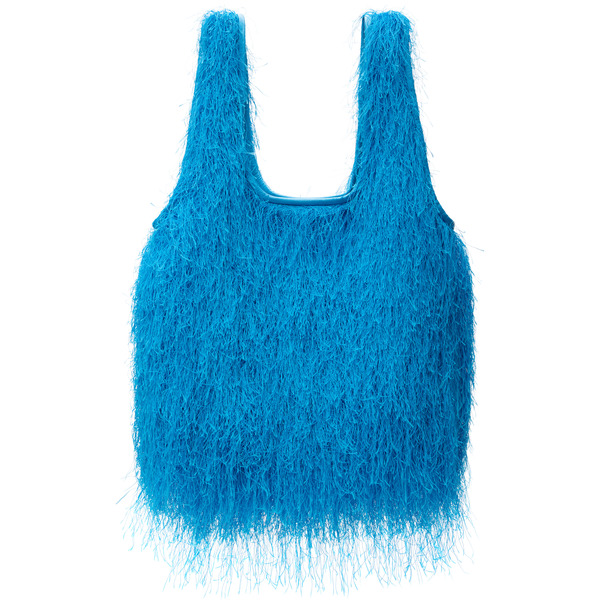  Dries Van Noten Blue Fringed Tote 