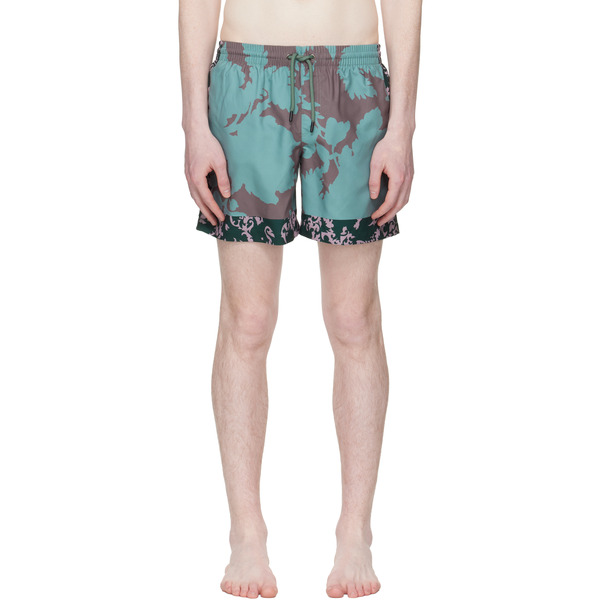  Dries Van Noten Blue & Green Printed Swim Shorts 