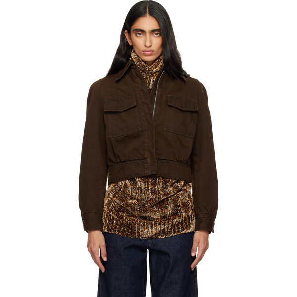  Dries Van Noten Brown Faded Denim Jacket 