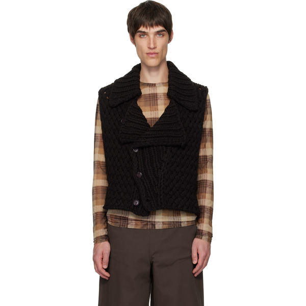  Dries Van Noten Brown Merino Wool Vest 