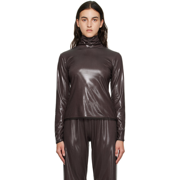  Dries Van Noten Brown Raw Edge Turtleneck 