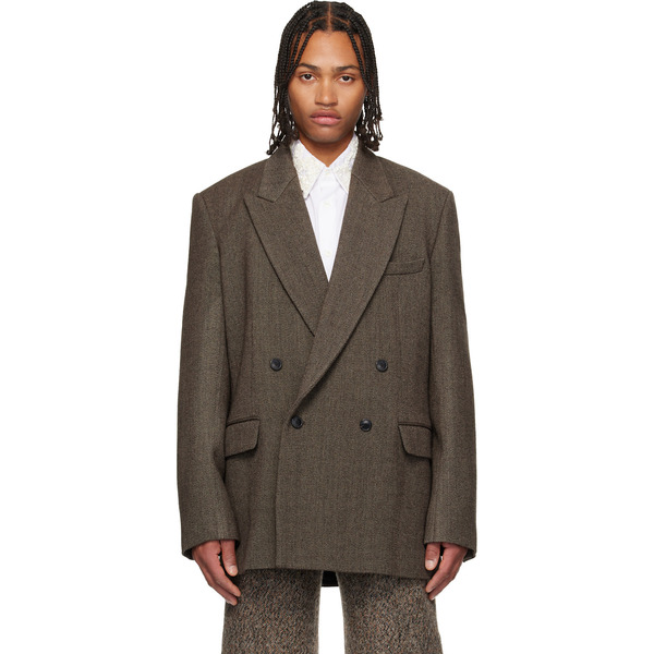  Dries Van Noten Brown Wool Serge Blazer 