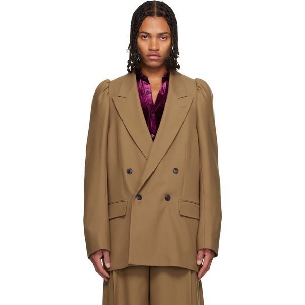  Dries Van Noten Brown Wool Twill Blazer 