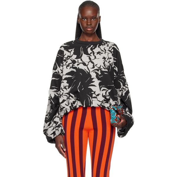  Dries Van Noten Gray & Black Draped Sweatshirt 