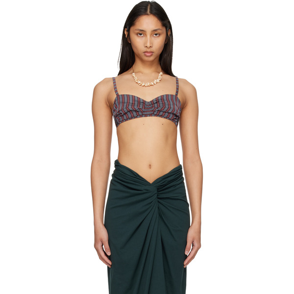  Dries Van Noten Gray & Burgundy Viscose Silk Bra 