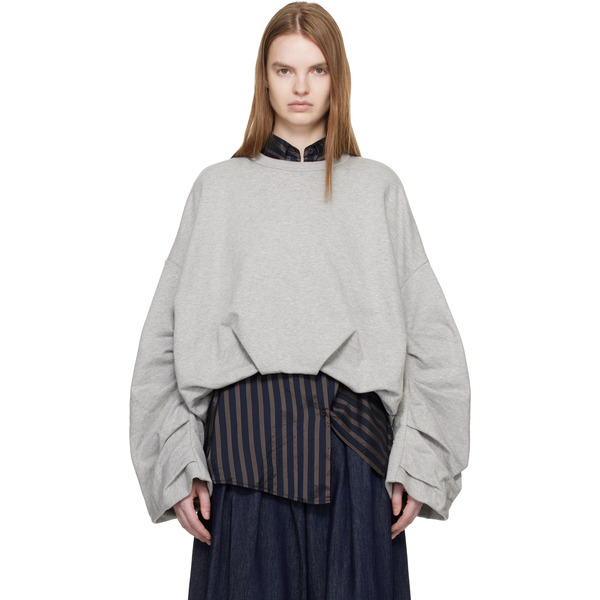  Dries Van Noten Gray Draped Sweatshirt 