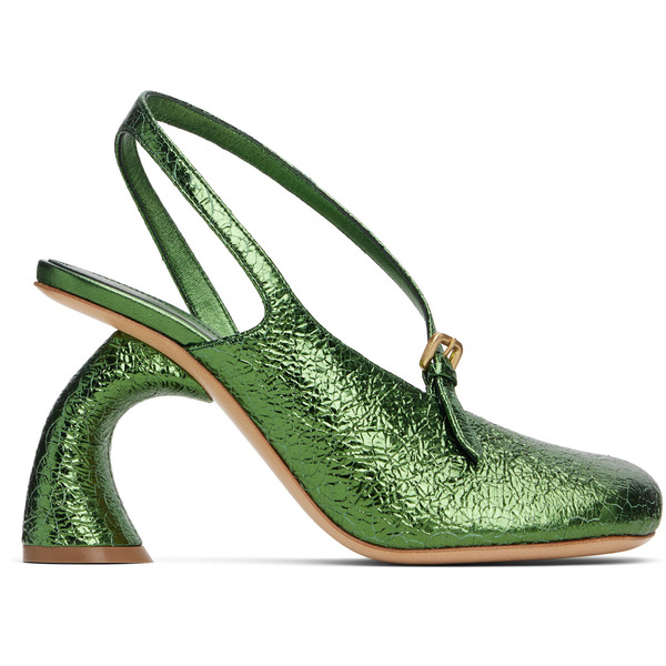  Dries Van Noten Green Cutout Heels 