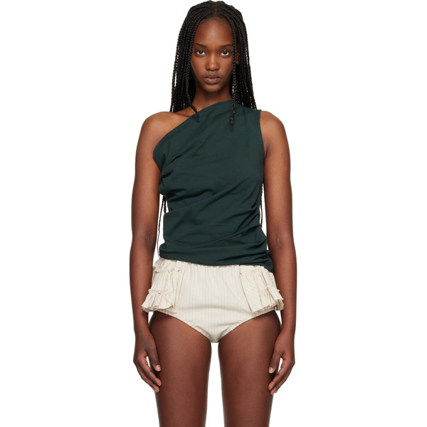  Dries Van Noten Green Draped Tank Top 