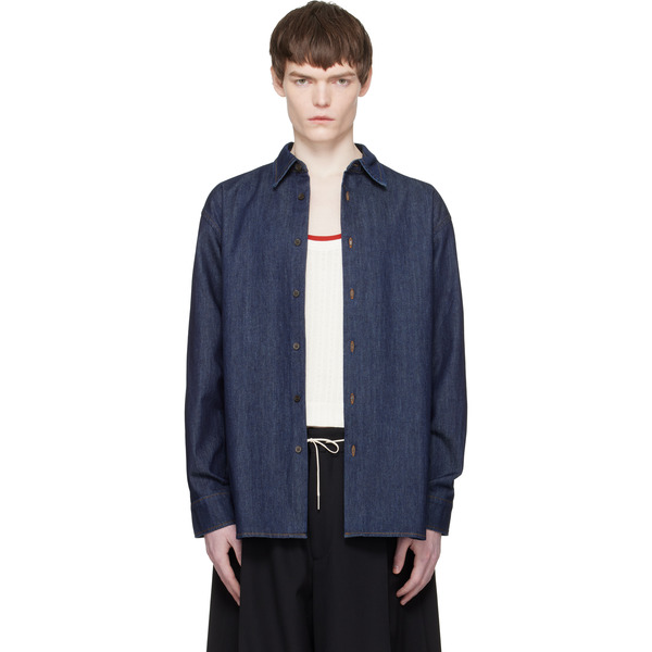  Dries Van Noten Navy Denim Shirt 