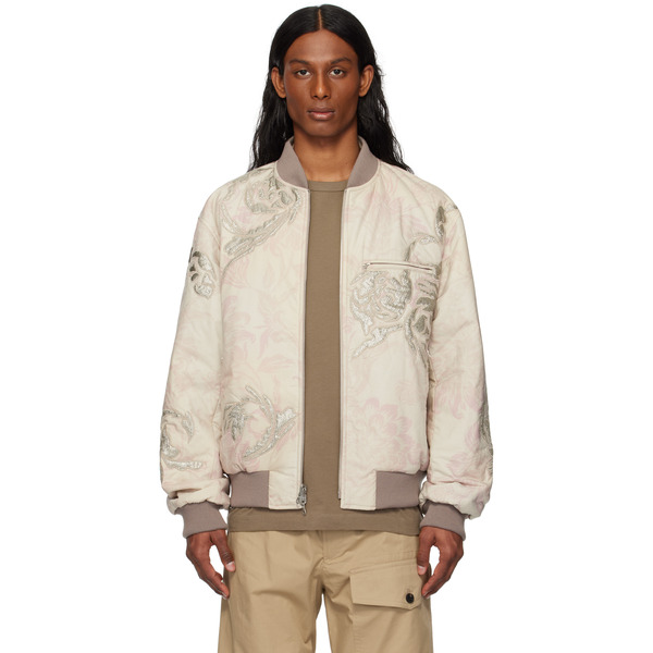  Dries Van Noten Off-white & Pink Floral Reversible Bomber Jacket 