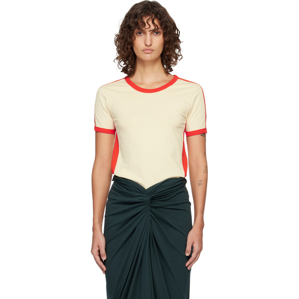  Dries Van Noten Off-white & Red Fitted Contrast T-shirt 
