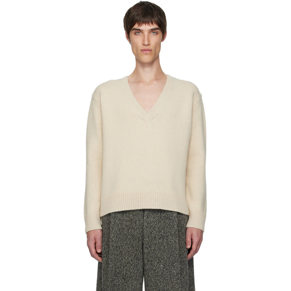  Dries Van Noten Off-white V-neck Sweater 