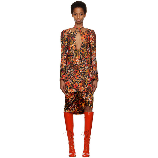  Dries Van Noten Orange Cutout Minidress 