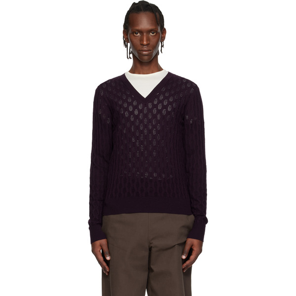  Dries Van Noten Purple Open-knit Sweater 