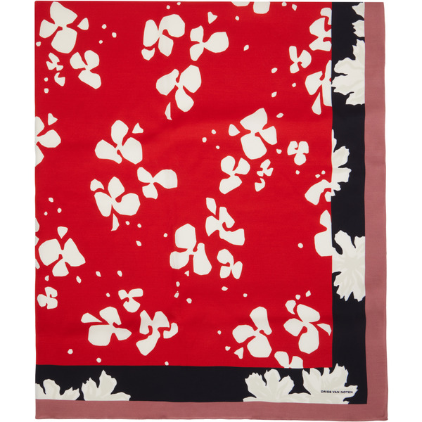  Dries Van Noten Red Printed Viscose Scarf 