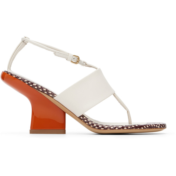  Dries Van Noten White & Orange Leather Heeled Sandals 