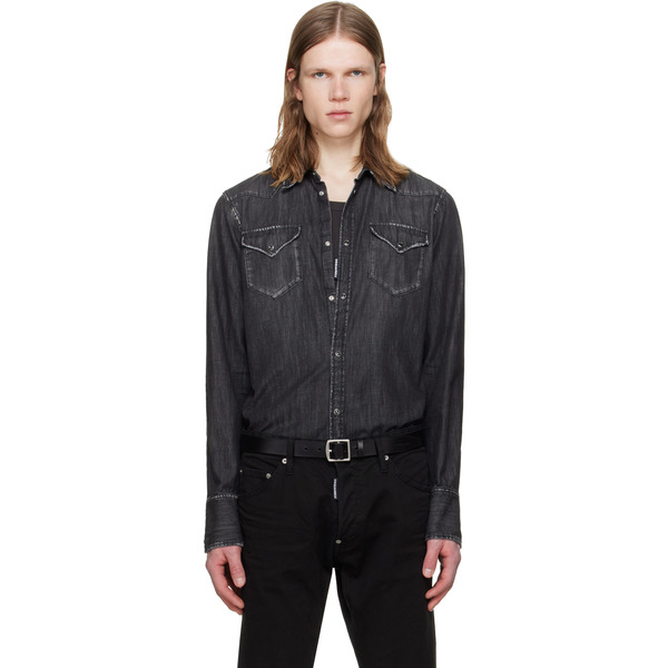  Dsquared2 Black Western Denim Shirt 