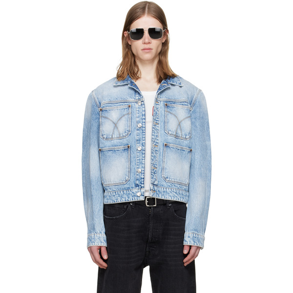  Dsquared2 Blue Light Diagonale Wash 70's Denim Jacket 