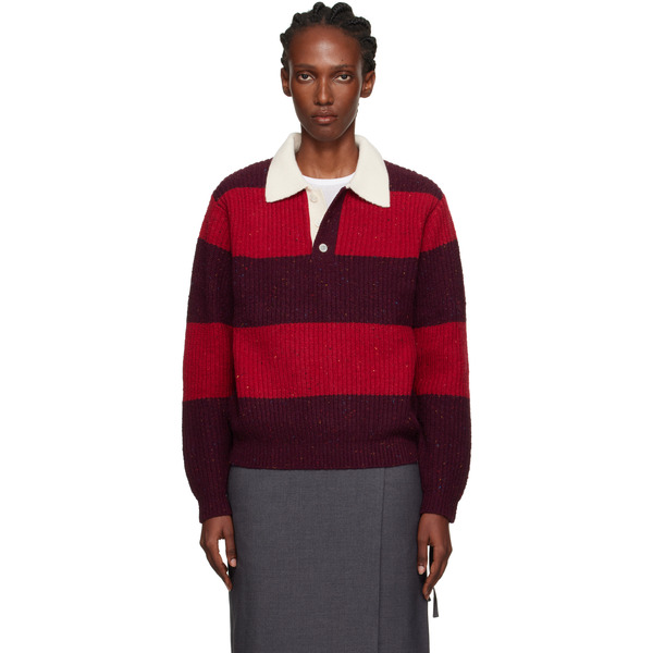  Dunst Red & Burgundy Chunky Rugby Polo 