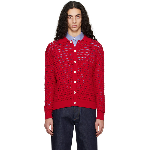  Dunst Red Open Collared Cardigan 