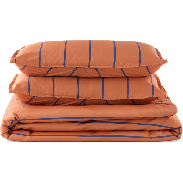  Dusen Dusen Orange & Purple Terracotta Stripe Duvet Set, Full/queen 